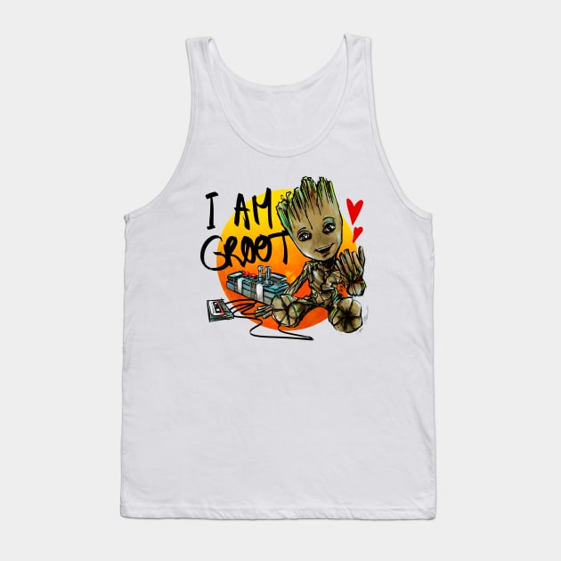 Baby Groot Tank Top by Habuza